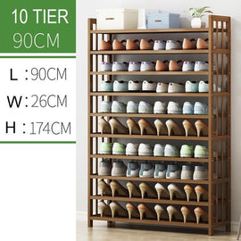 10 Tier Tower Bamboo Wooden Shoe Rack Corner Shelf Stand Storage Organizer