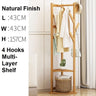 Bamboo Clothes Coat Rack Garment Stand Shelf Tree Hanger Bag Hat Hook Holder Natural