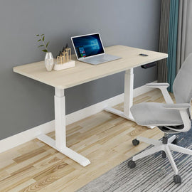 Standing Desk Height Adjustable Sit Stand Motorised White Dual Motors Frame 120cm Black Top