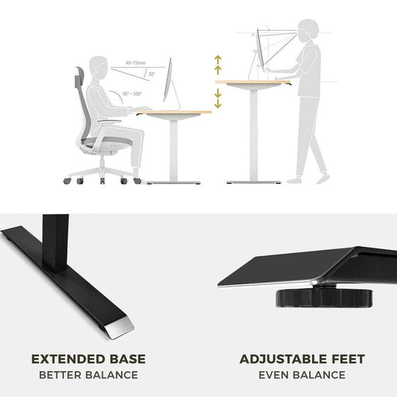 Standing Desk Height Adjustable Sit Stand Motorised White Dual Motors Frame Only