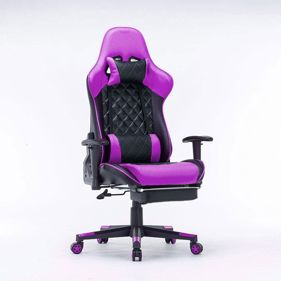 Gaming Chair Ergonomic Racing chair 165° Reclining Gaming Seat 3D Armrest Footrest Pink White