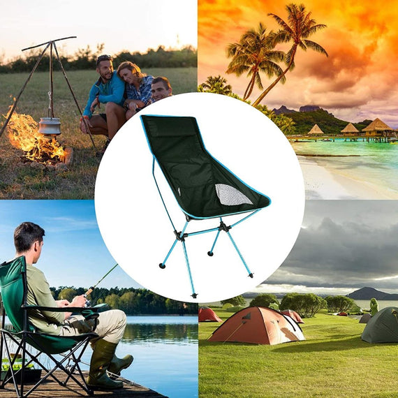 Camping Chair Folding High Back Backpacking Chair with Headrest Sky