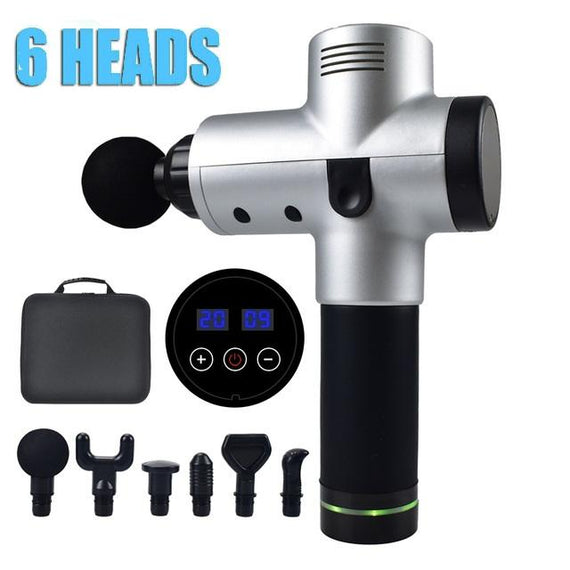 POWERFUL 6 Heads LCD Massage Gun Percussion Vibration Muscle Therapy Deep Tissue Black