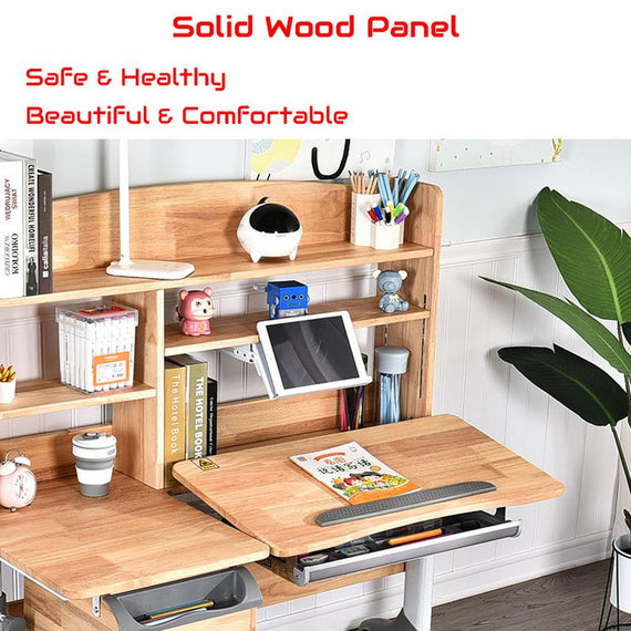 120cm Solid Rubber Wood Height Adjustable Children Kids Ergonomic Study Desk Only AU