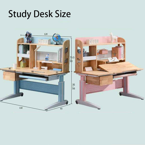 Solid Rubber Wood Height Adjustable Children Kids Ergonomic Blue  Study Desk Chair Set  120cm AU