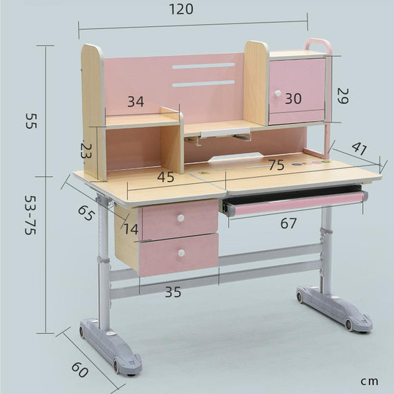 Height Adjustable Children Kids Ergonomic Study Desk Only 120cm Pink AU