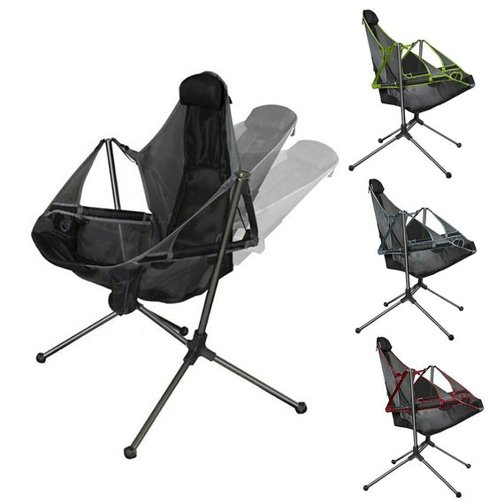 Camping Chair Foldable Swing Luxury Recliner Relaxation Swinging Comfort Lean Back Outdoor Folding Chair Outdoor Freestyle Portable Folding Rocking Chair Green