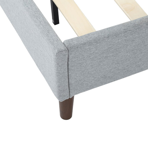 Bedframe with Wooden Slats (Light Grey) - Double