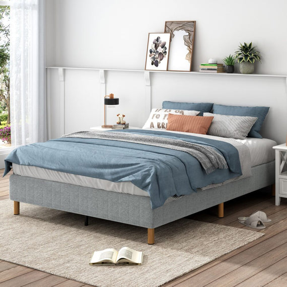 Metal Bedframe Mattress Foundation (Light Grey) - King