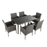 Rural Style Outdoor Grey Wicker 6 Seater Dining Set