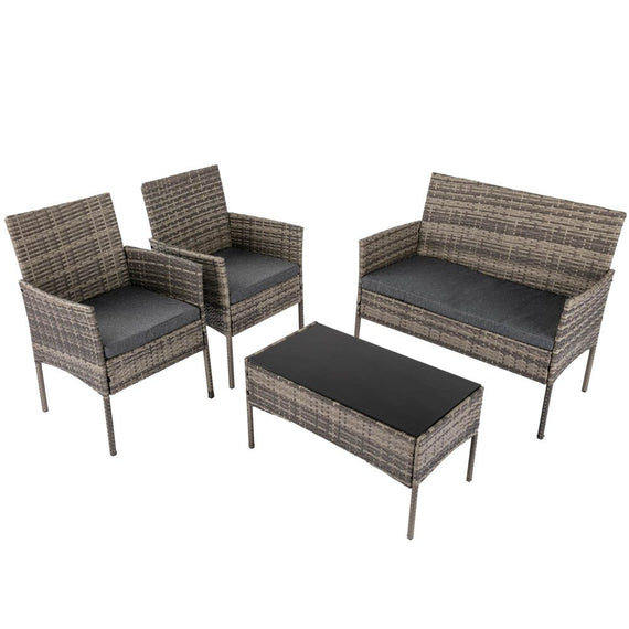 4 Seater Wicker Outdoor Lounge Set &#8211; Mixed Grey