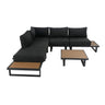 Modern Outdoor 6 Piece Lounge Set with Slatted Polywood Design