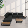 Modern Outdoor 6 Piece Lounge Set with Slatted Polywood Design