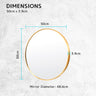 Wall Mirror Round Aluminum Frame Bathroom 50cm GOLD