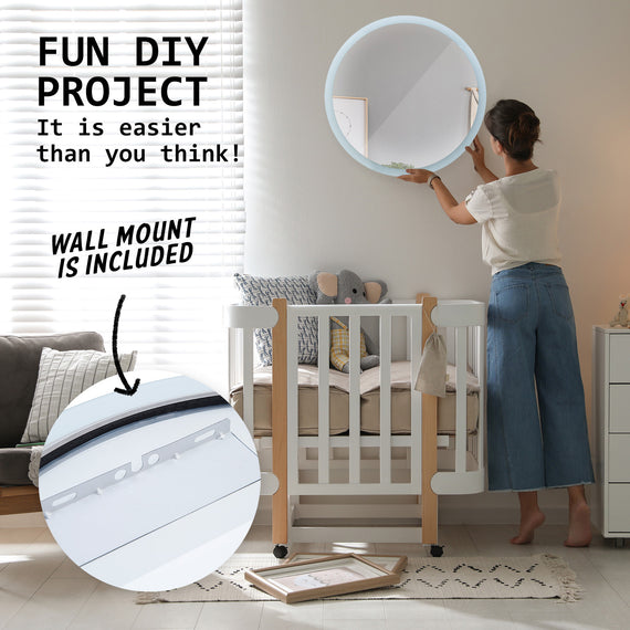 LED Wall Mirror Round Anti-Fog Bathroom 70cm