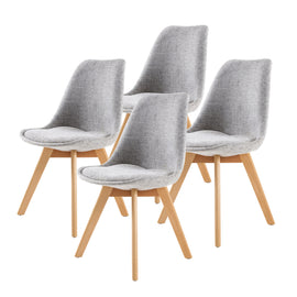 4X Retro Dining Cafe Chair Padded Seat GREY