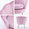 Armchair Padded Lounge Chair Accent Velvet Shell Scallop PINK