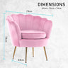 Armchair Padded Lounge Chair Accent Velvet Shell Scallop PINK