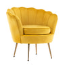 Armchair Padded Lounge Chair Accent Velvet Shell Scallop YELLOW