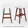 4X Wooden Bar Stool Dining Chair Leather SOPHIA 65cm WHITE BROWN