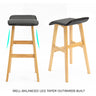 La Bella 2 Set 73cm Black Wooden Bar Stool DARA Leather