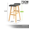 La Bella 2 Set 73cm Black Wooden Bar Stool DARA Leather