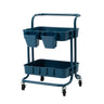 Kandoka 2 Tier Blue Trolley Cart Storage Utility Rack Organiser Swivel Kitchen