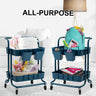 Trolley Cart Storage Utility Rack Shelf Organiser Swivel Kitchen 2 Tier BLUE