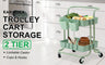 Kandoka 2 Tier Green Trolley Cart Storage Utility Rack Organiser Swivel Kitchen