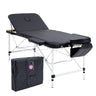 Aluminium Portable Beauty Massage Table Bed 3 Fold 75cm Black