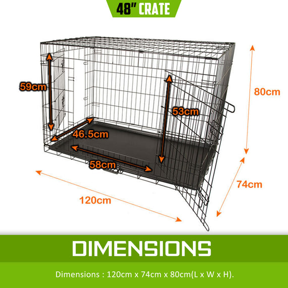 Wire Dog Cage Foldable Crate Kennel 48in with Tray