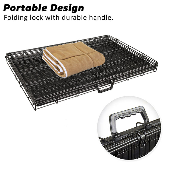 Wire Dog Cage Foldable Crate Kennel 36in withTray + Cushion Mat Combo