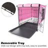 Wire Dog Cage Crate 36in with Tray + Cushion Mat + PINK Cover Combo