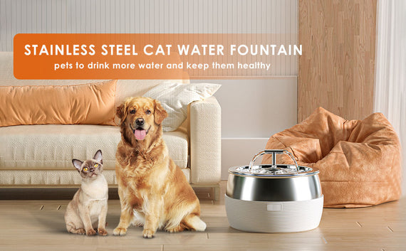 YES4PETS 3L Automatic Electric Pet Water Fountain Dog Cat Stainless Steel Feeder Bowl Dispenser Black
