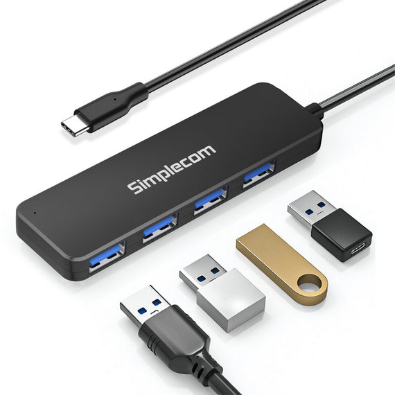 Simplecom CH340 Compact USB-C to 4 Port USB-A Hub USB 3.2 Gen1