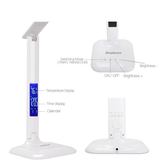 Simplecom EL808 Dimmable Touch Control Multifunction LED Desk Lamp 4W with Digital Clock