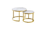 Nesting style Coffee Table - White on Champagne Gold - 60cm/40cm