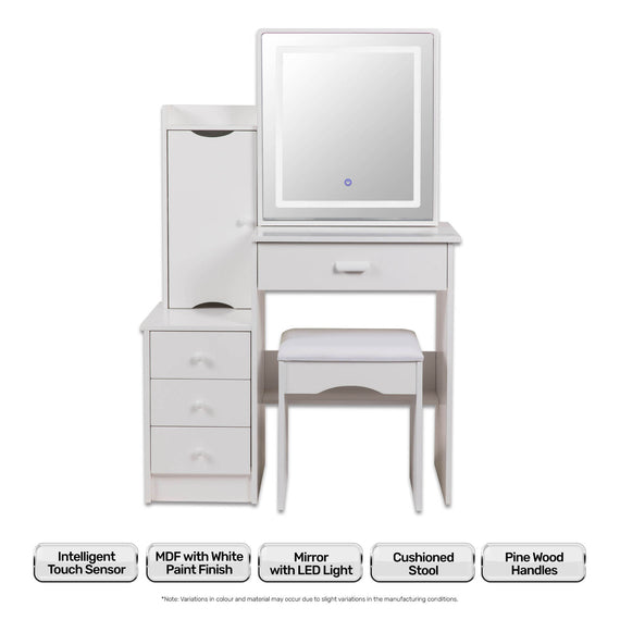 Home Master Dressing Table Set & Stool Touch Sensor Mirror Stylish Design
