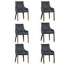 Tuberose Dining Chair Set of 6 PU Leather Solid Acacia Wood Furniture Dark Grey