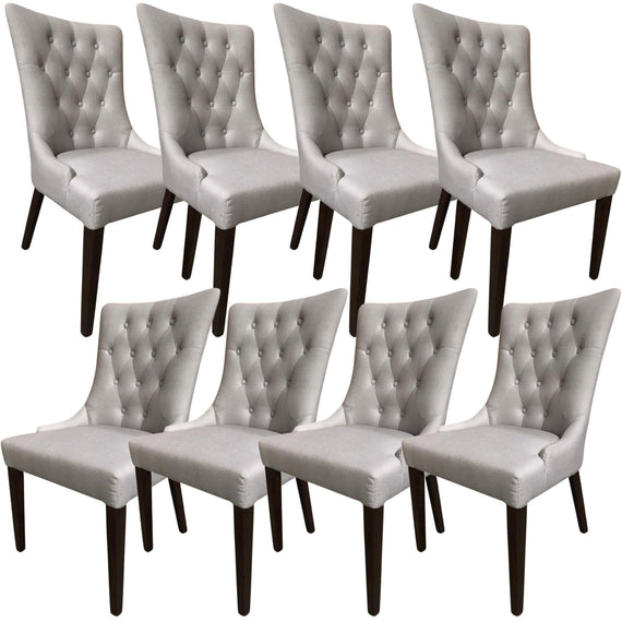 Florence  Set of 8 Fabric Dining Chair French Provincial Solid Timber Wood