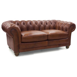 Sonny 2.5 Seater Genuine Leather Sofa Chestfield Lounge Couch - Butterscotch