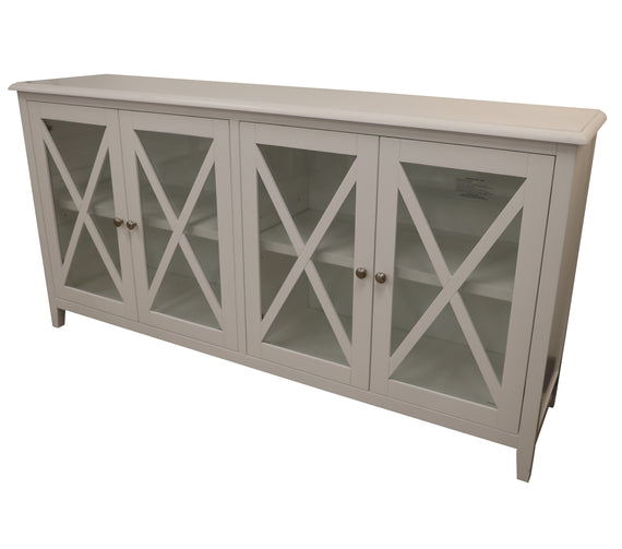 Daisy Buffet Table 180cm 4 Glass Door Solid Acacia Wood Hampton Furniture -White