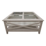 Daisy Coffee Table 100cm Glass Top Solid Acacia Wood Hampton Furniture - White