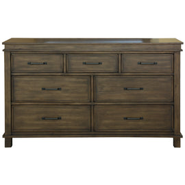 Lily Dresser 7 Chest of Drawers Solid Wood Tallboy Storage Cabinet - Rustic Grey