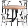 Petunia  5pc 120cm Round Dining Table Set 4 Wishbone Chair Elm Timber Wood