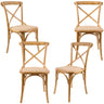 Aster Crossback Dining Chair Set of 4 Solid Birch Timber Wood Ratan Seat - Oak