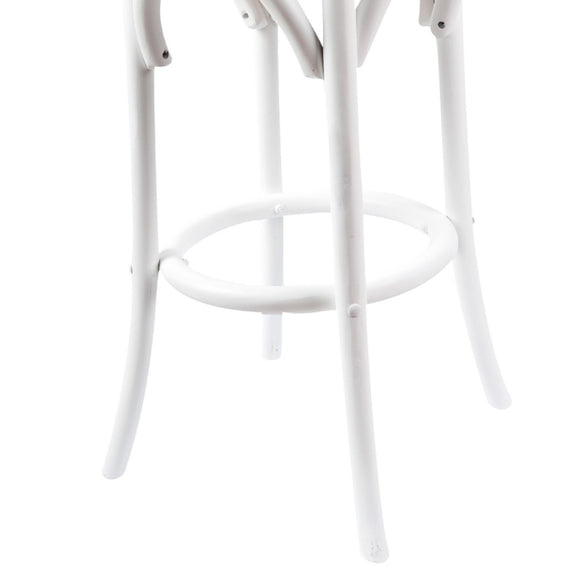 Aster 4pc Round Bar Stools Dining Stool Chair Solid Birch Wood Rattan Seat White