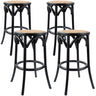 Aster 4pc Round Bar Stools Dining Stool Chair Solid Birch Wood Rattan Seat Black