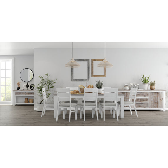 Plumeria Dining Chair Set of 8 Solid Acacia Wood Dining Furniture - White Brush