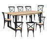 Aconite 9pc 210cm Dining Table Set 8 Cross Back Chair Solid Messmate Timber Wood